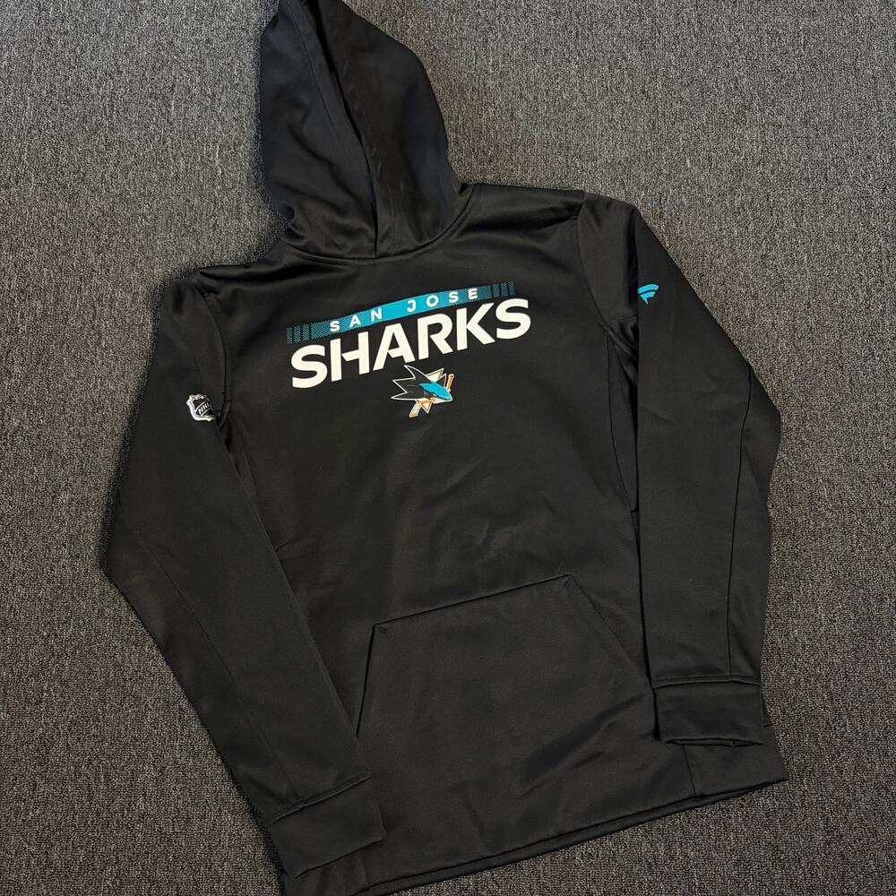 Vintage Y2k Fanatics San Jose Sharks Hockey Nhl Black Hoodie Sweatshirt L 14/16